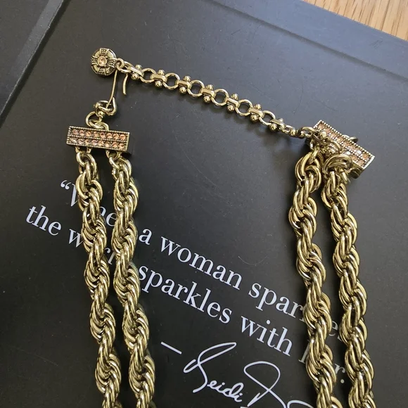 Heidi Daus Gold and Pink Statement Necklace, Earring, Bracelet Set - Picture 11 of 13